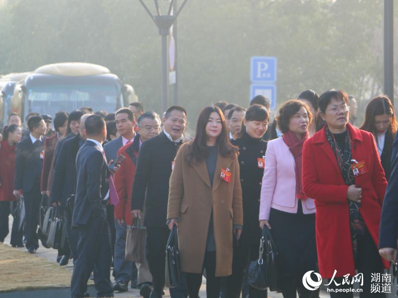 政协委员陆续入场.湖南两会报道组摄