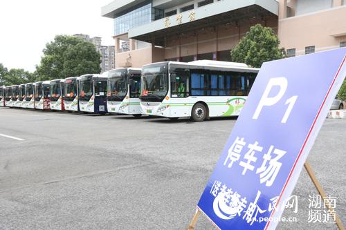 考點停車場接送學生的專車。林洛頫攝