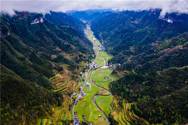 湖南省湘西土家族苗族自治州凤凰县筸子坪镇盘瓠村田园春色.刘振军摄