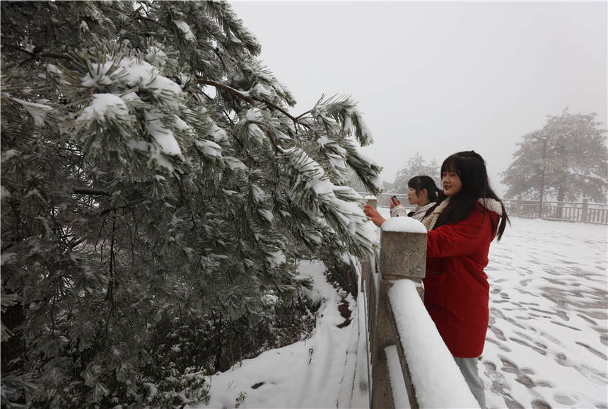 1月7日，在湖南張家界核心景區武陵源天子山拍攝的新年初雪。吳勇兵攝
