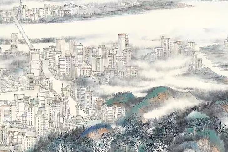 《湘江北去》局部图。主办方供图