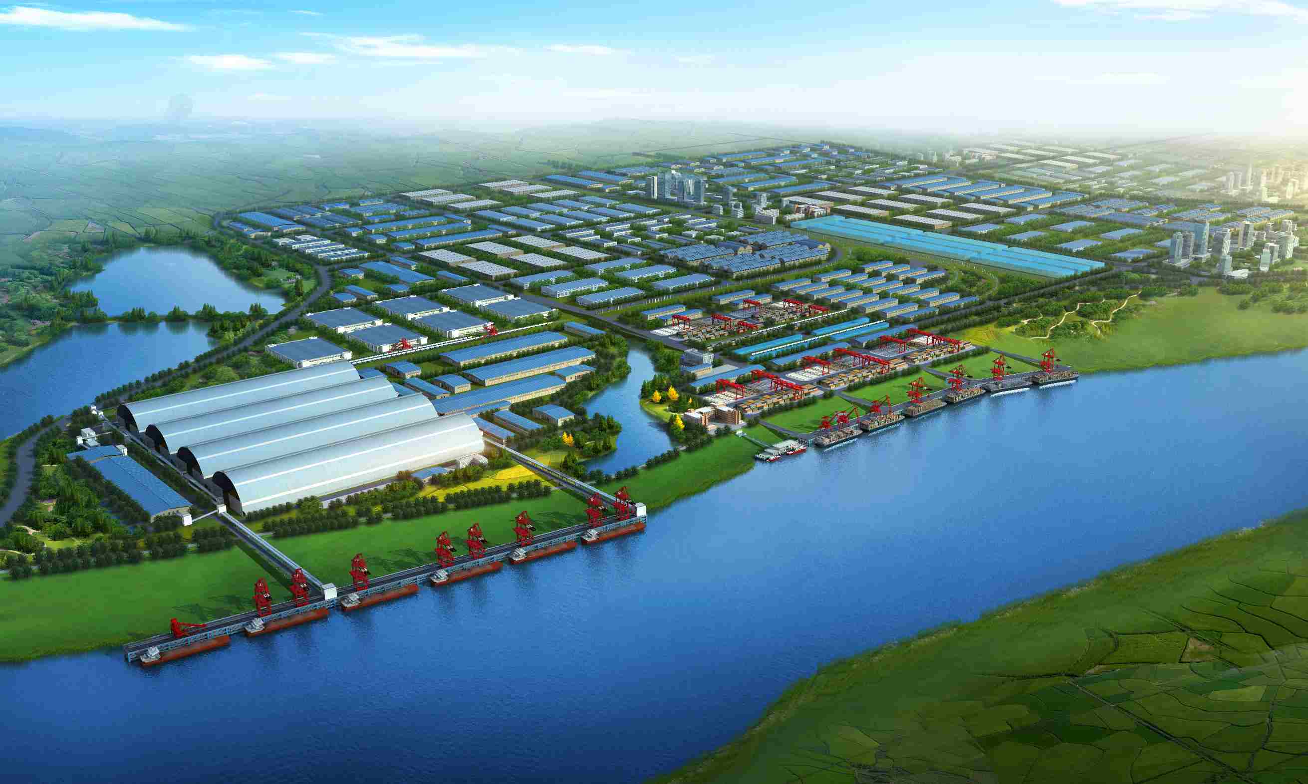 虞公港及临港开发区效果图。湘阴县摄影家协会供图