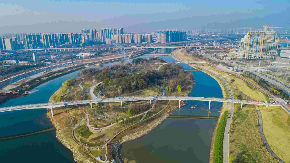 長沙縣黃興鎮磨盤洲公園全景。黃興鎮供圖