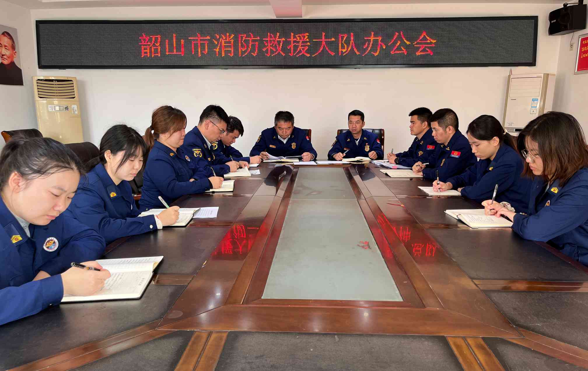 韶山市消防救援大队专题会议部署（单位供图）