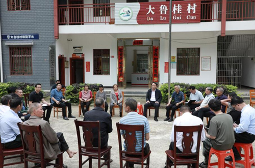 蔚竹口乡大鲁贵村屋场会。王辉摄