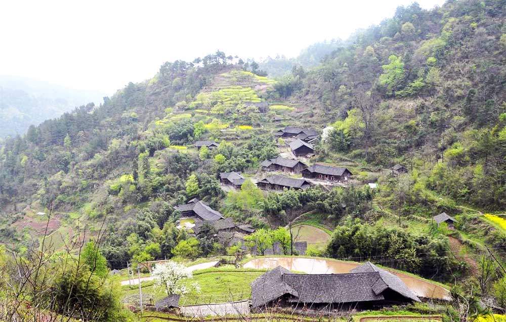 依山而建的沅陵桃坪界古村落。张莹摄