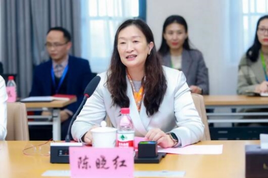 中国工程院院士、湘江实验室主任、湖南工商大学党委书记陈晓红发言。受访单位供图