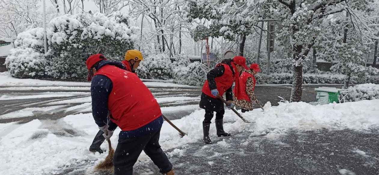 黄兴镇敬老院院长、“长沙好人”黄利霞带队开展扫雪除冰志愿活动。单位供图