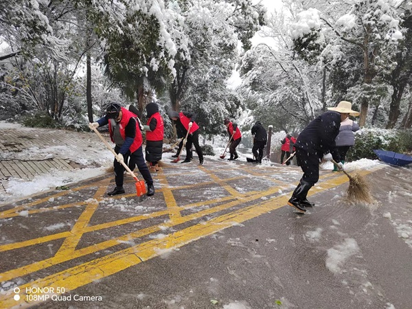 暮云社区各备案社会组织开展扫雪除冰行动。单位供图
