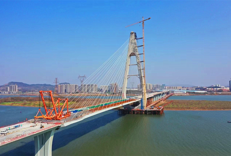 香爐洲大橋施工現場。望城區委宣傳部供圖
