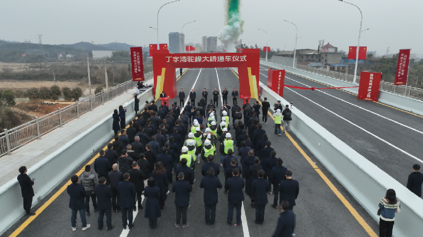 丁字灣駝峰大橋正式通車儀式現場。望城城發集團供圖