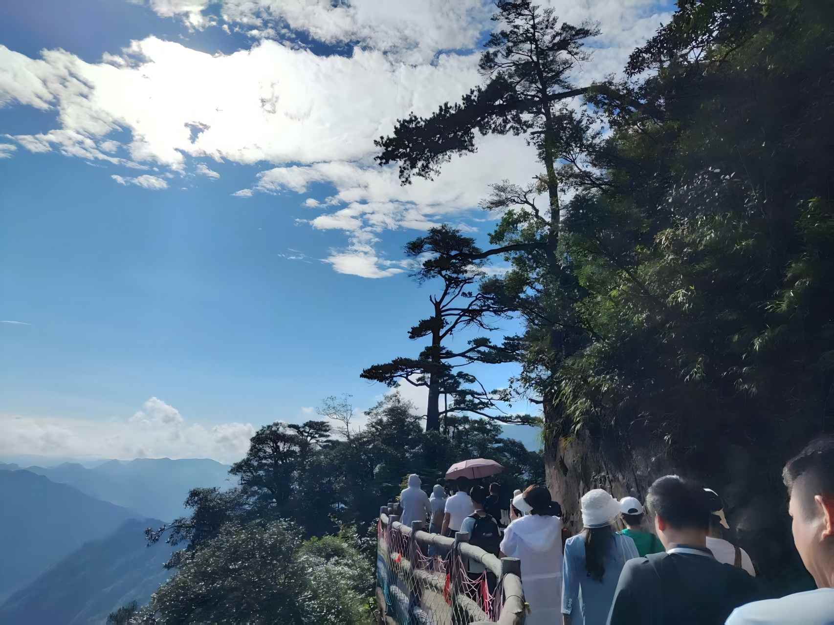 莽山五指峰景区内,游客漫步于云间栈道。罗惟摄