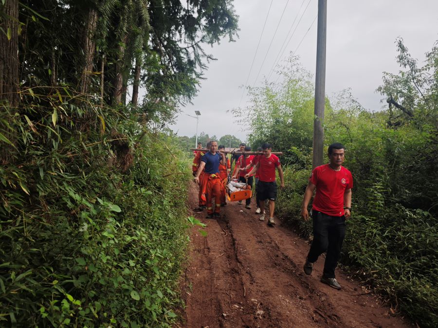 合力抬出山林。受訪單位供圖