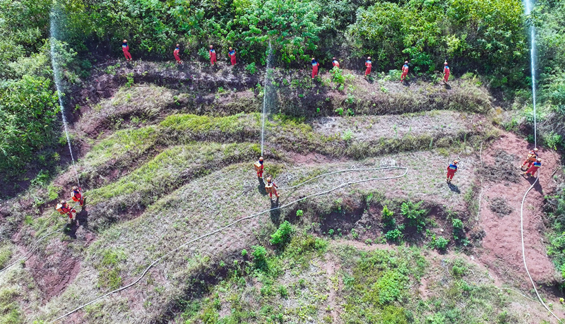 森林滅火演練。衡陽消防供圖