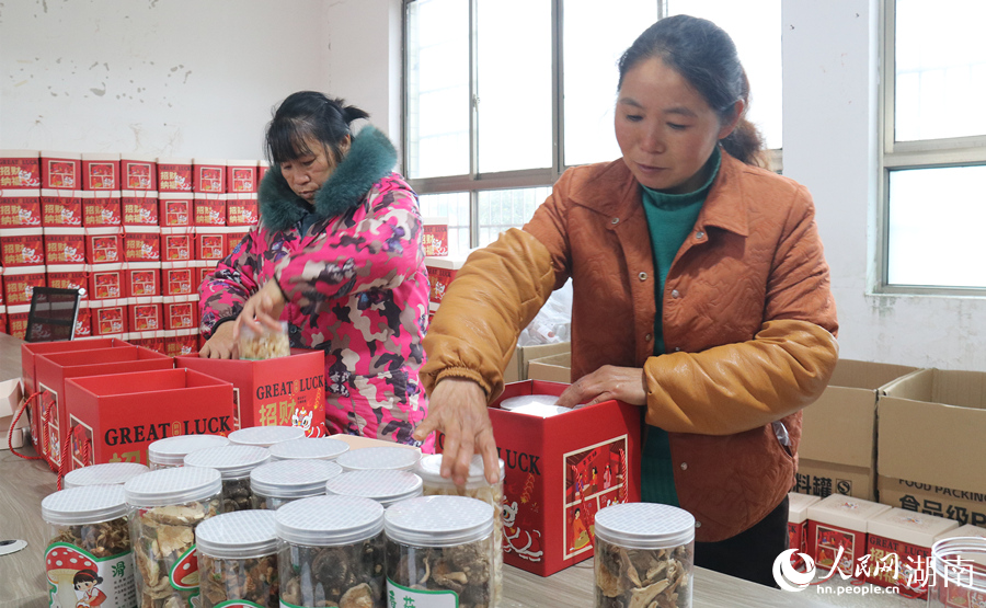 村民在菌菇生产基地务工。人民网记者 刘宾摄