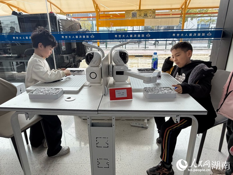 机器人与人进行下棋。人民网记者 林洛頫摄