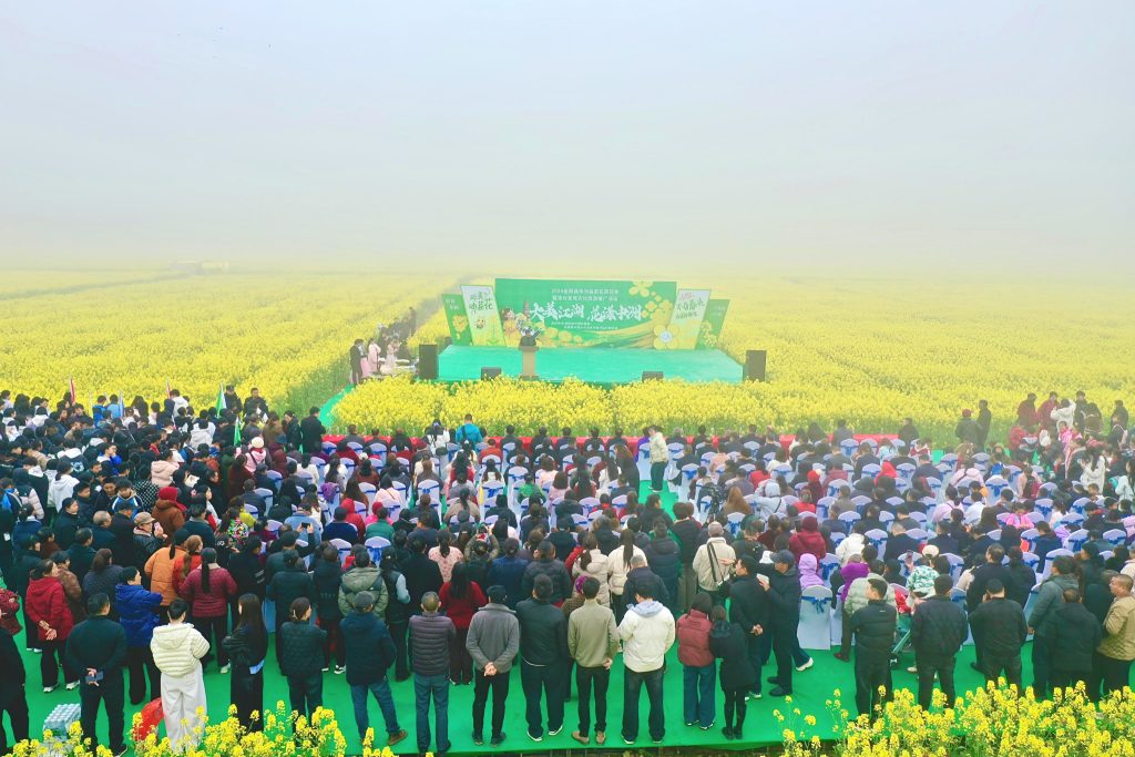 岳陽縣中洲油菜花賞花季暨凌雲寶塔文化旅游推廣活動啟動現場。單位供圖