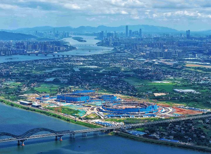 长沙奥体中心建设现场。中建五局供图